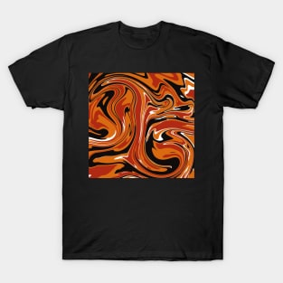 Orange Red Black and White Marble Abstract Art Design T-Shirt